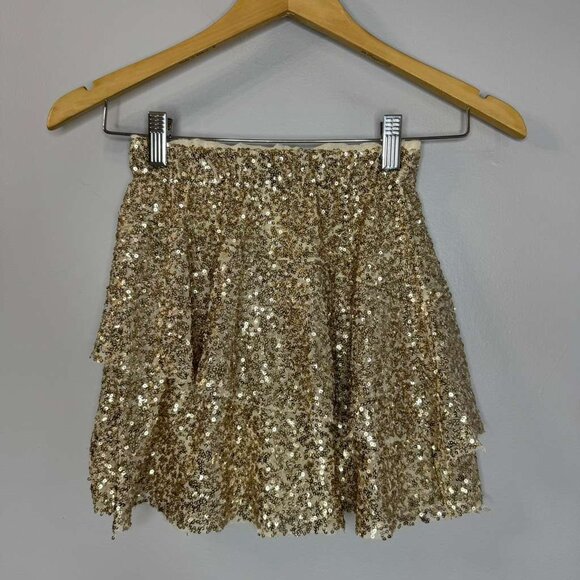 Zara Girls Sequin Mini Skirt Pull-on Holiday New - Picture 1 of 8
